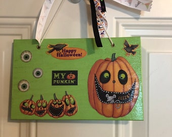 Pumpkin Sign- Halloween Sign- Halloween Decor-Halloween Wood Decor- Tiered Tray Decor- Gifts for Halloween- Halloween Gifts