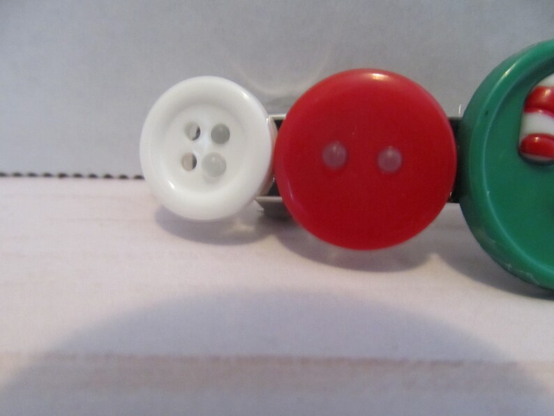Christmas Barrette-Candy Cane Barrette-Button Barrette-Christmas Gifts-Stocking Stuffers-Hair Accessories-Hair Clip-Christmas Accessory
