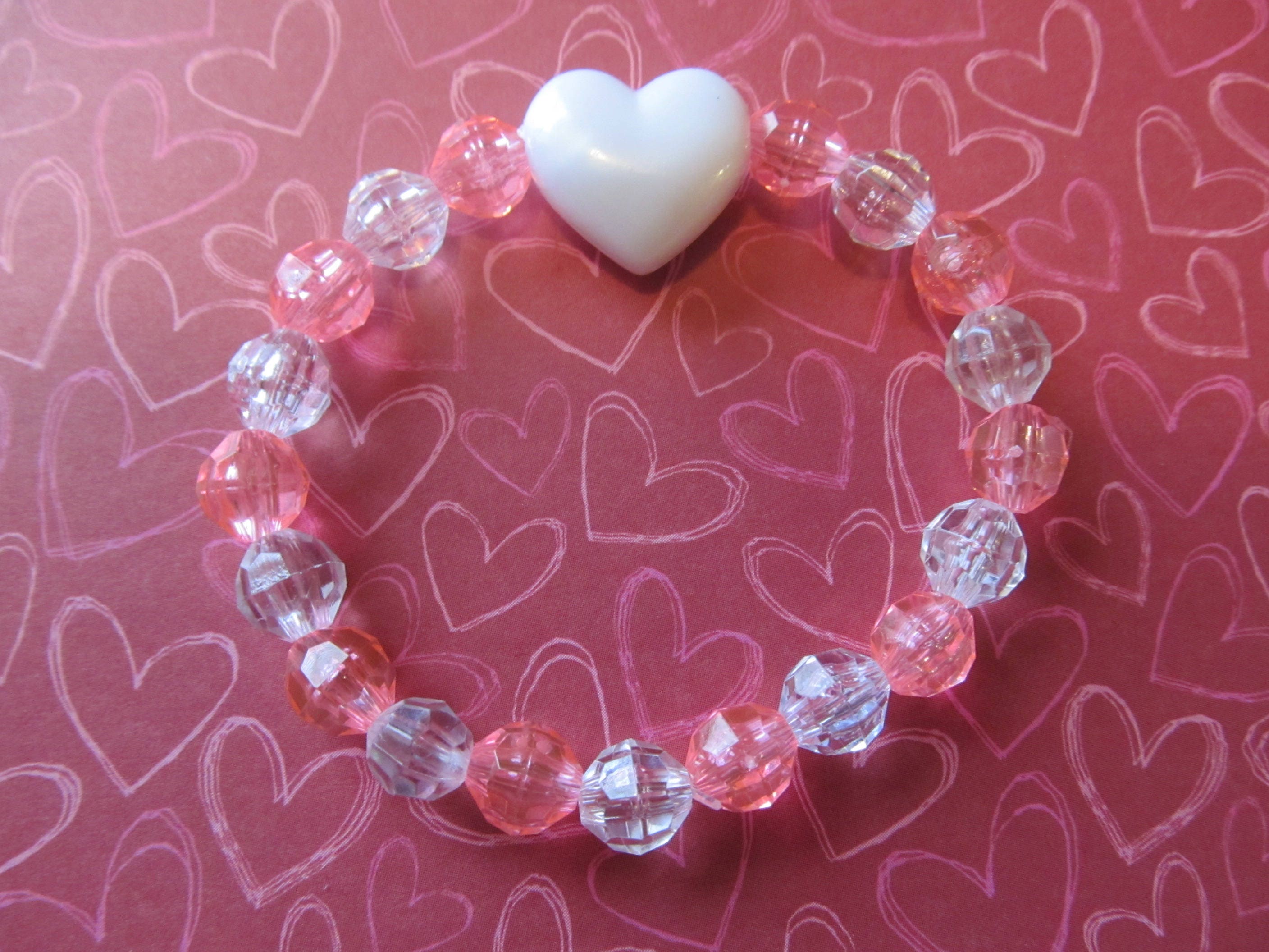 Valentine Beaded Bracelet Heart Braceletvalentine Gift Etsy