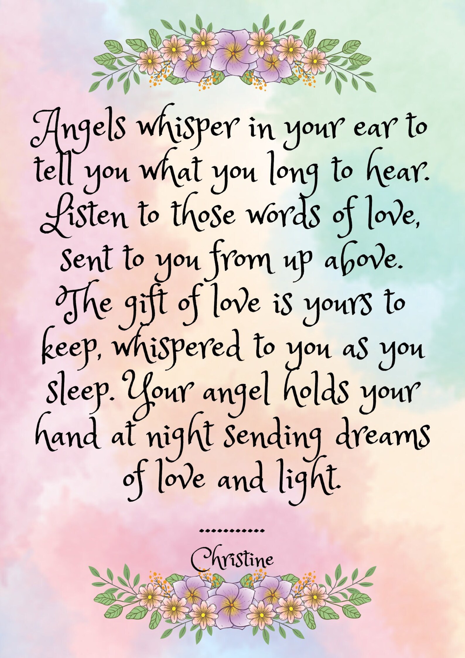 Digital Download Angel Poem Inspirational Angel Poem Inspirational Wall