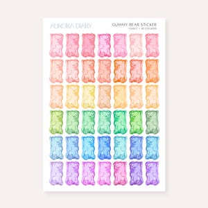 Gummy Bear Sticker Sheet | Aesthetic Journal Sticker, Laptop Kindle Tablet Decoration Sticker, Bujo Planner Sticker Scrapbook Sticker