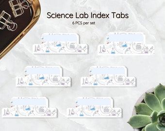 Science Lab Divider Tabs | Index Tabs for Binder Planner Notebook Junk Journal w/Adhesive | Aesthetic Stationery, Chemistry Stationery