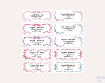 Etiquetas de dirección de retorno con cinta mágica de anime, 23, 30 o 39 etiquetas / Diseños pastel adorables para cartas, tarjetas de felicitación e invitaciones.