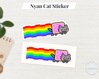 Nyan Cat Sticker | Rainbow Cat PopTart Cat Waterproof UV-Proof Laptop Sticker, Journal Sticker Pack, Anime Meme Sticker, Y2K Sticker
