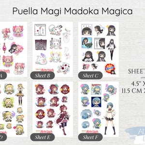 Hojas de pegatinas de Puella Magi Madoka Magica / Pegatinas para agenda de anime, pegatinas de manga shoujo, chica mágica, pegatinas de mahou shoujo imagen 3
