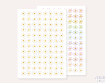 Daisy Sticker Sheet | Basic Journal Sticker, Planner Sticker,  White Daisy Sticker, Rainbow Color Daisy, Scrapbook Sticker, Flower Sticker