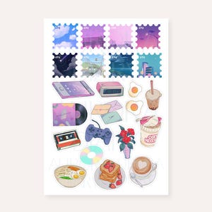Nostalgia Anime Elements Sticker Sheet | Journal Sticker Scrapbook Sticker Planner Sticker | Anime Journal Sticker Stamp Sticker Y2K Sticker