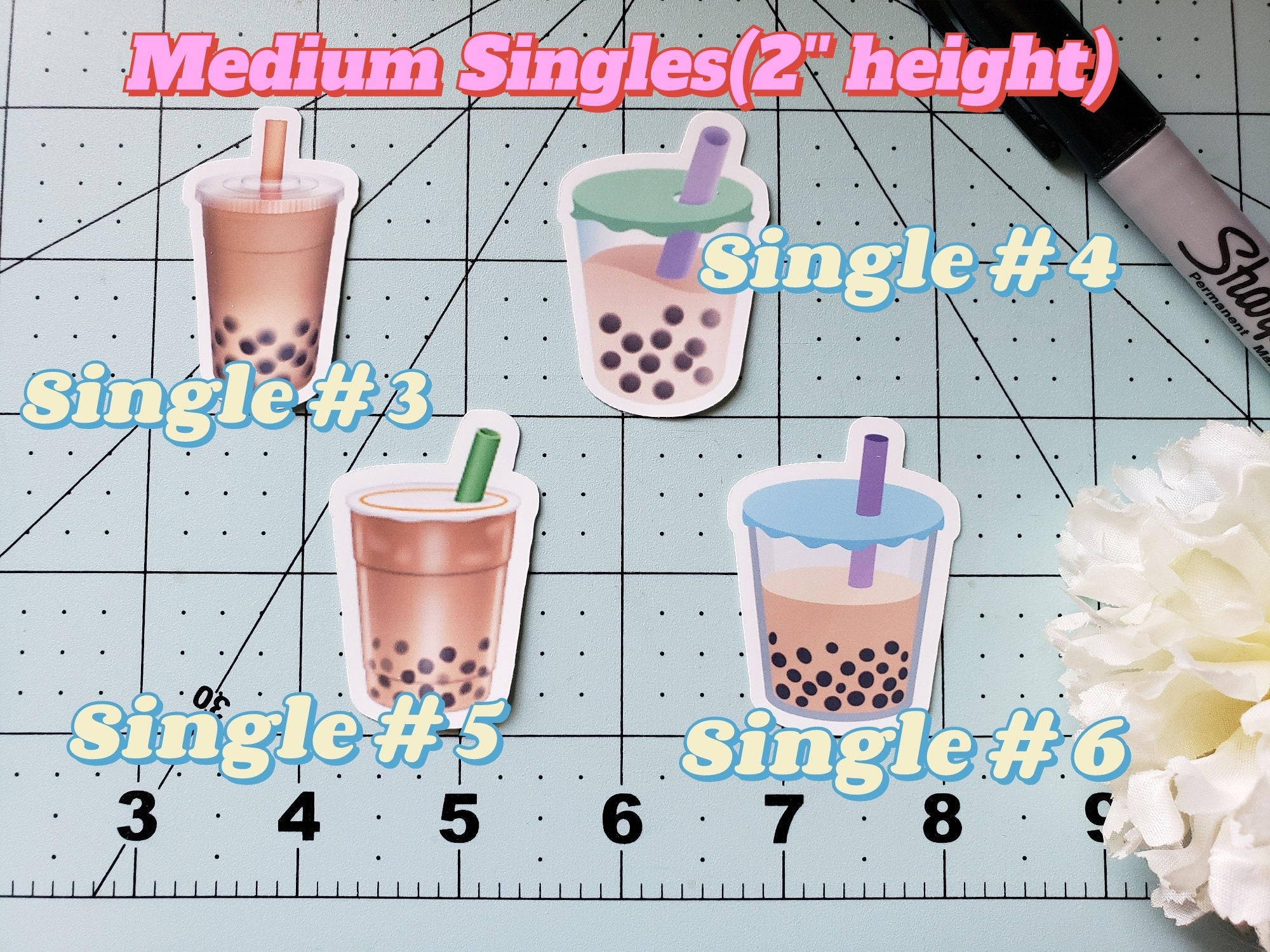 Bubble Tea Emoji Stickers pick Set or Singles Milktea Boba Etsy