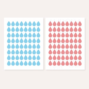 Waterdrop Sticker Sheet | Blue Water Intake Tracker, Pink Waterdrop Period Tracker | Basic Journal Sticker, Bujo Sticker, Planner Sticker