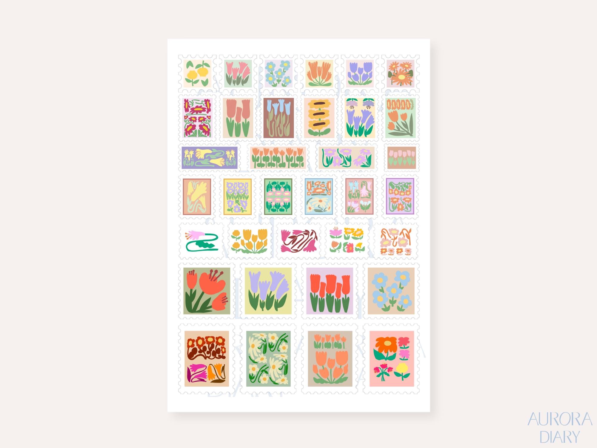 Flower Market Stamps Sticker Sheet Vol.1 | Floral Journal Sticker Scrapbook Sticker Planner Sticker Basic Sticker
