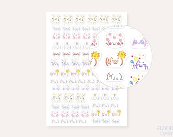 Cute Kaomoji Emoticon Sticker Sheet | Colorful Japanese Emoji Journal Sticker, Planner Mood Tracker Sticker | Anime Stationery Sticker