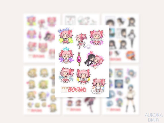 Puella Magi Madoka Magica Sticker Sheets | Anime Journal Planner Sticker, Shoujo Manga Sticker, magical girl, mahou shoujo sticker