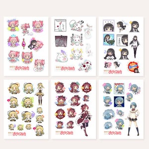 Hojas de pegatinas de Puella Magi Madoka Magica / Pegatinas para agenda de anime, pegatinas de manga shoujo, chica mágica, pegatinas de mahou shoujo imagen 2