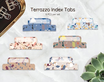 Terrazzo Divider Tabs | Index Tabs for Binder Planner Notebook Junk Journal w/Adhesive | Aesthetic Stationery,Minimal design,neutral