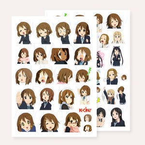 Japanese Anime K-ON! Sticker Sheet | Journal Sticker Anime Manga Sticker, Shoujo Manga Sticker, Cute anime chibi sticker