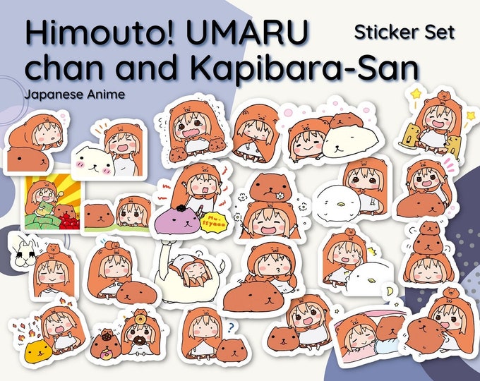 Himouto! UMARU-chan and Kapibara-San 24 Pieces Sticker Pack | Anime chibi,kawaii,anime,girl,cute,manga,otaku,laptop,student,japanese,shoujo