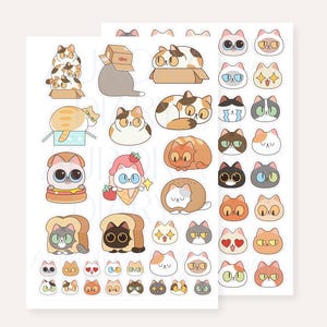 Big Eye Cat Sticker Sheet | Cat Emoji and Cat Loaf Sticker, Journal Sticker Planner Sticker, Cute Bujo  Mood Tracker Sticker
