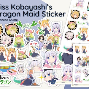 Miss Kobayashi’s Dragon Maid Sticker | Anime Sticker Sheet Laptop Sticker Pack | Anime Journal Sticker Planner Sticker Sheet