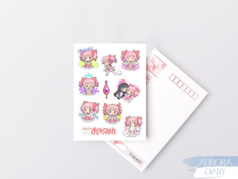 Hojas de pegatinas de Puella Magi Madoka Magica / Pegatinas para agenda de anime, pegatinas de manga shoujo, chica mágica, pegatinas de mahou shoujo imagen 4
