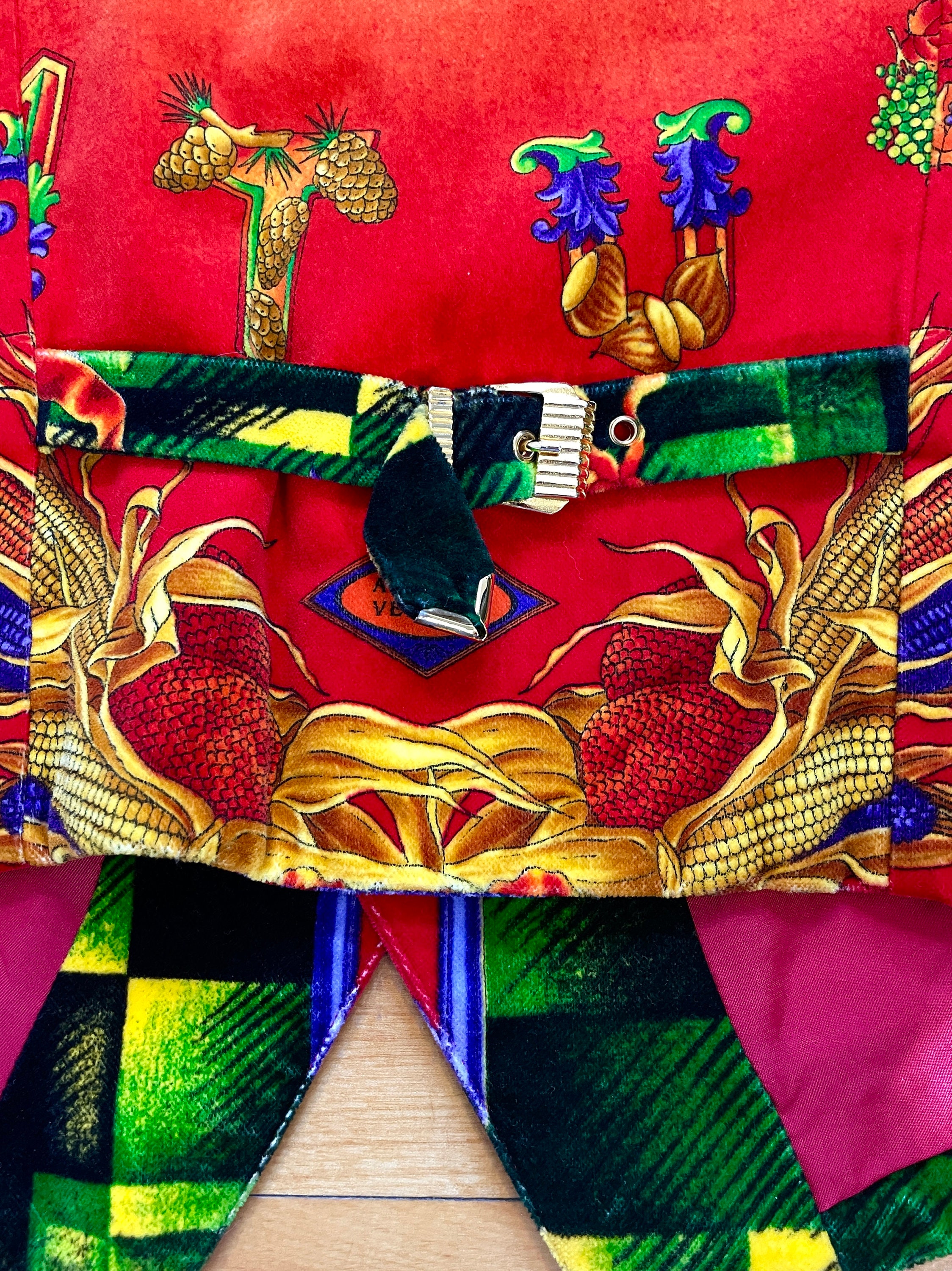 1990s GIANNI VERSACE Men's Velvet Art Print Vest Waist Coat. M/L