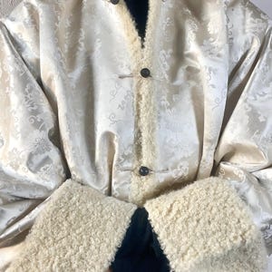 1960s Silk Jaquard  and Curly Mongolian Lamb Reversible Traditional Jacket