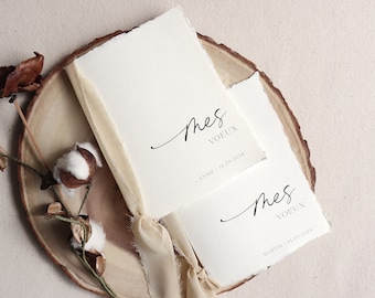 French greeting cards, wedding book, wedding wish books, wedding vows, silk ribbon, handmade book