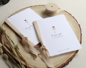 Wedding vows books, Vows journal, Wedding vows notebooks, Marriage vows, Cotton ribbon, Handmade books, Wedding vows