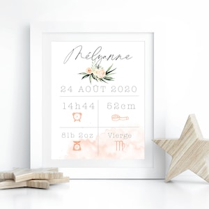 Personalized birth poster - Birth gift - Baby souvenir