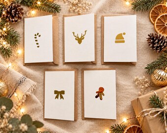 Mini Christmas cards without text - Minimalist mini Christmas cards - Card for gift wrapping -