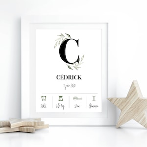 Personalized birth poster - Birth gift - Baby souvenir