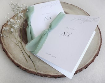 Greeting Book, Wedding Notebook, Wedding Vow Books, Wedding Vows, Silk Ribbon, Handmade Notebook