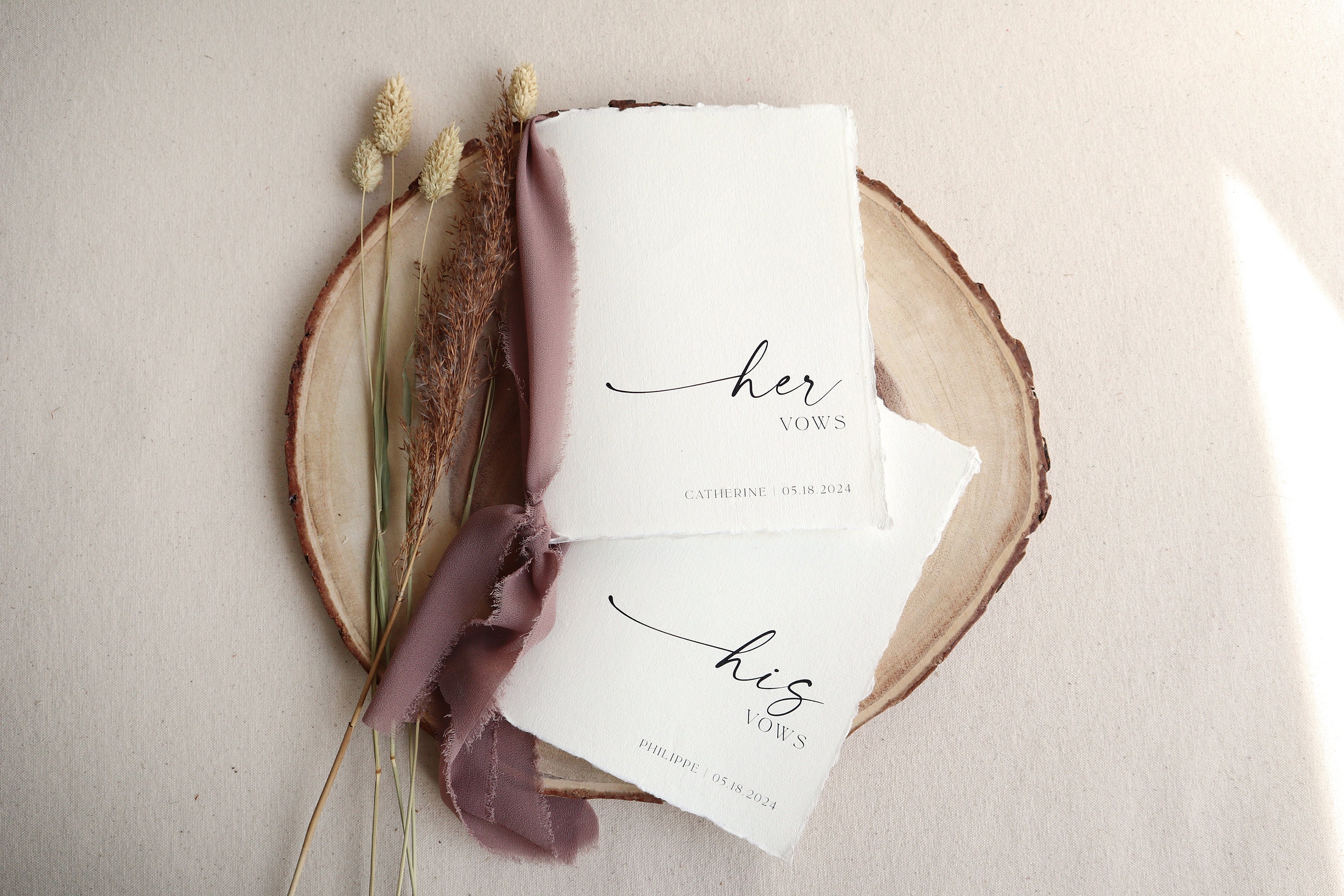 Libretto Dei Voti Nuziali - 2 Pezzi In Carta Kraft Per Cerimonia E Ricordo - Foto 2