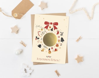 Scratch card, Scratch-off Christmas card, Scratch-off announcement card, Pregnancy announcement, Godparent proposal