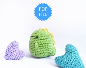 Dinosaur amigurumi crochet pattern, pdf doll pattern for beginners