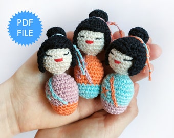 Amigurumi doll, doll crochet pattern, kokeshi doll pattern, japanese crochet pattern