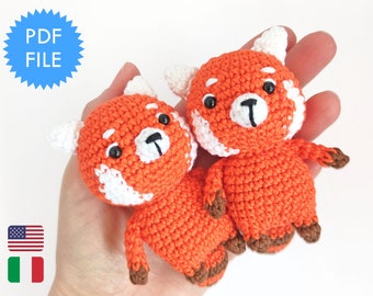 Red panda crochet pattern, Red panda plush, Red panda amigurumi, Turning Red