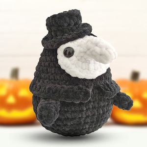 Plague Doctor crochet pattern, halloween crochet pattern, creepy doll pattern, amigurumi pattern image 1