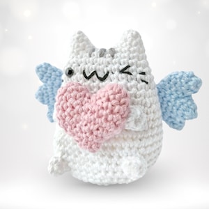 Crochet cat pattern, amigurumi cat, kawaii plush, crochet heart, cat plush, valentine&#39;s day, cat crochet pattern, cute crochet pattern