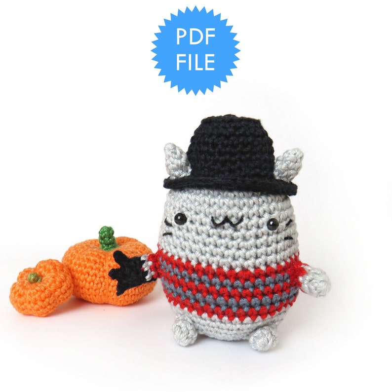 Halloween crochet pattern, amigurumi halloween pattern, amigurumi cat, crochet cat pattern, amigurumi animal patterns, crochet pumpkin image 1