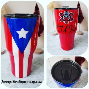 Hand painted Puerto Rican Flag tumbler