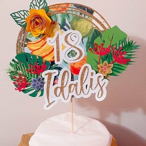 3D layered Luau, Hawaiian, Tropical Fruit Cake Topper