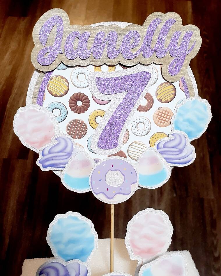 Fluff cottoncandy theme cake/cupcake toppers