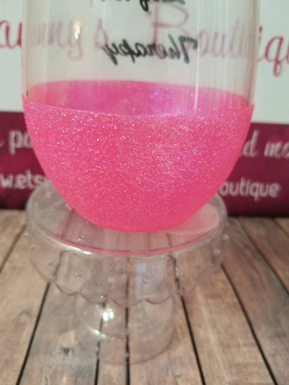 Glitter Hand Painted Liquid Therapy Stemless Wine Glass - Etsy