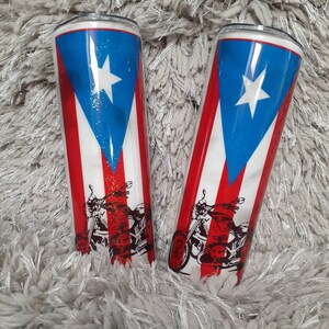 Puerto Rican flag personalized with motorcycle