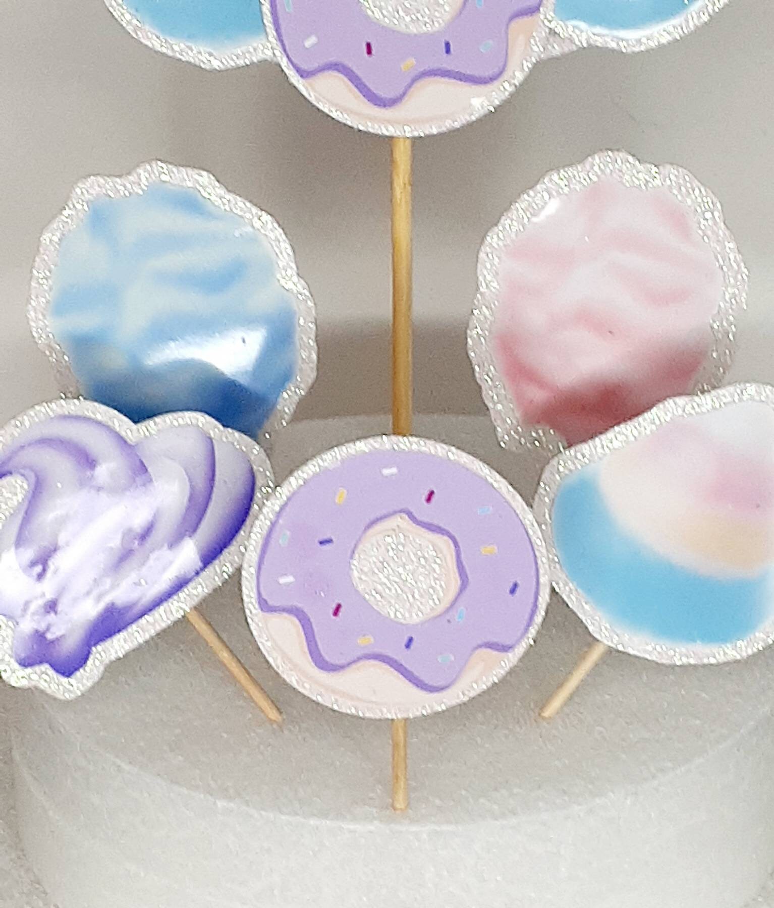 Fluff cottoncandy theme cake/cupcake toppers