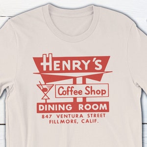 Vintage Diner Matchbook Henry's Coffee Shop Fillmore California Vintage Matchbook Tshirt Retro Fifties Restaurant Matchbook Americana Shirt