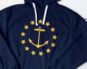 Rhode Island Hoodie Rhode Island State Flag 1882 Rhode Island Hooded Sweatshirt Historic Flag The Ocean State Sweatshirt Little Rhody Hoodie