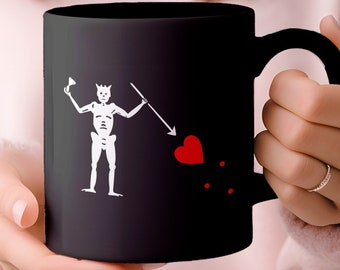 Pirate Mug Pirate Flag Blackbeard Flag Coffee Mug Drinking Skeleton Spear Hearts American History Pirate Costume Pirate Hat Gift For Teacher