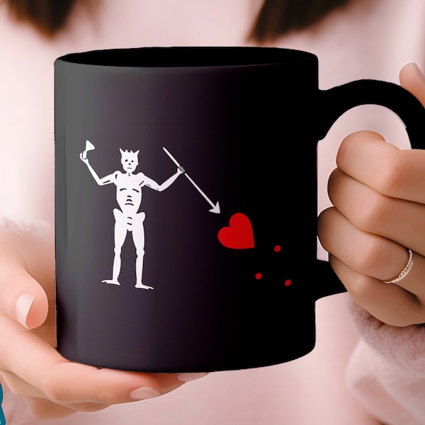 Pirate Mug Pirate Flag Blackbeard Flag Coffee Mug Drinking Skeleton Spear Hearts American History Pirate Costume Pirate Hat Gift For Teacher