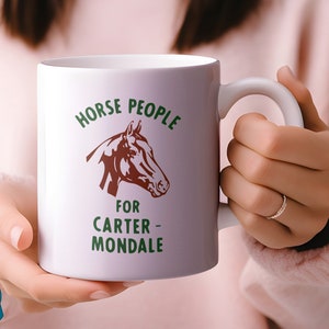 Jimmy Carter Mug Retro Campaign Button Horse People For Carter & Mondale Vintage Jimmy Carter Presidential Campaign Button Horse Lover